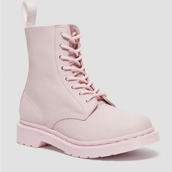 🩵NIB Dr. Martens Chalk Pink Mono Pascal Virginia Leather 1460 Boots Size 8 - Picture 15 of 15